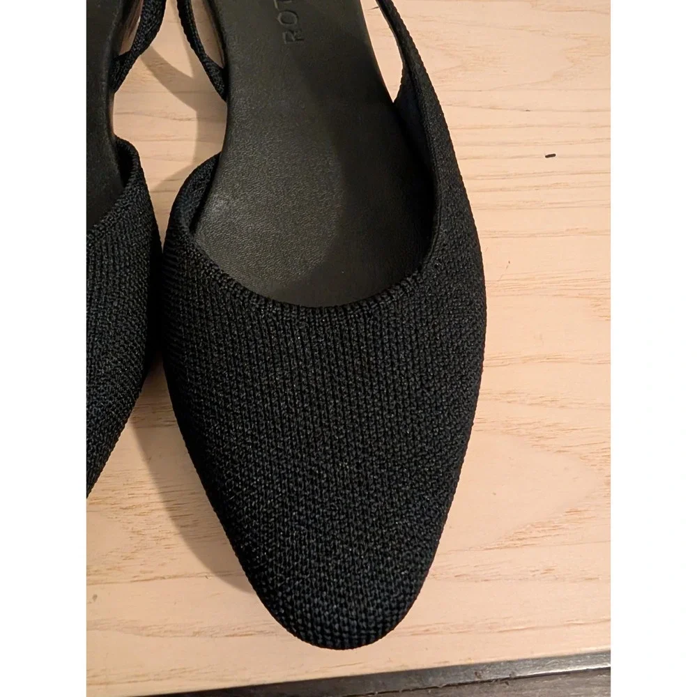 Rothy's THE ALMOND - SLINGBACK Size 8 Women's Black Barely Worn EUC